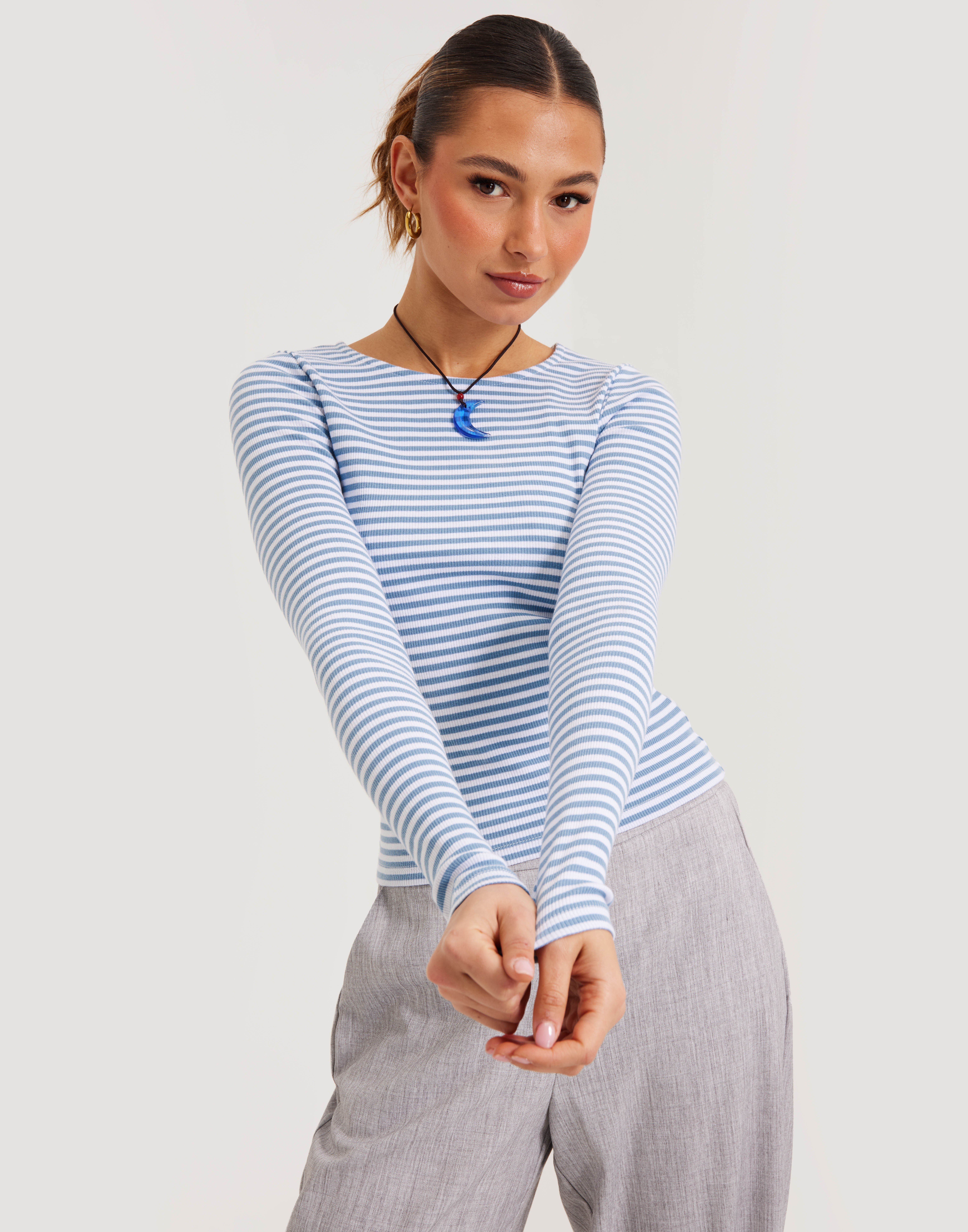 Buy Nelly Stripe Ls Tee - Blue/White | Nelly.com