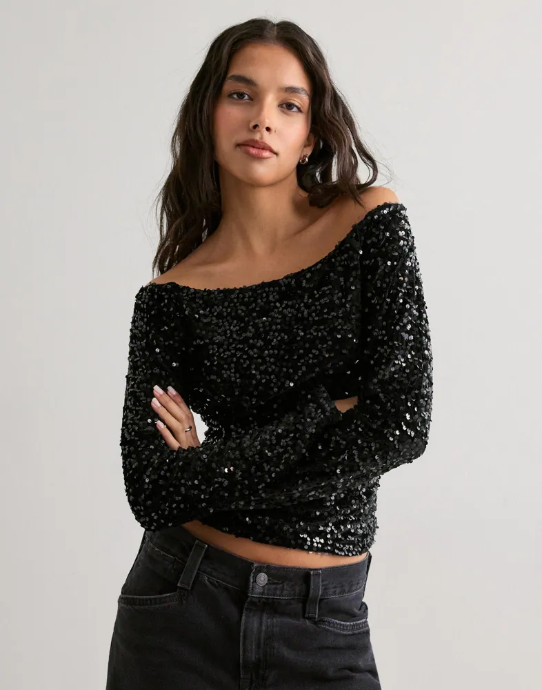 CAREA GLITTER S/L 2-WAYS TOP JRS NOOS - Beautyvol