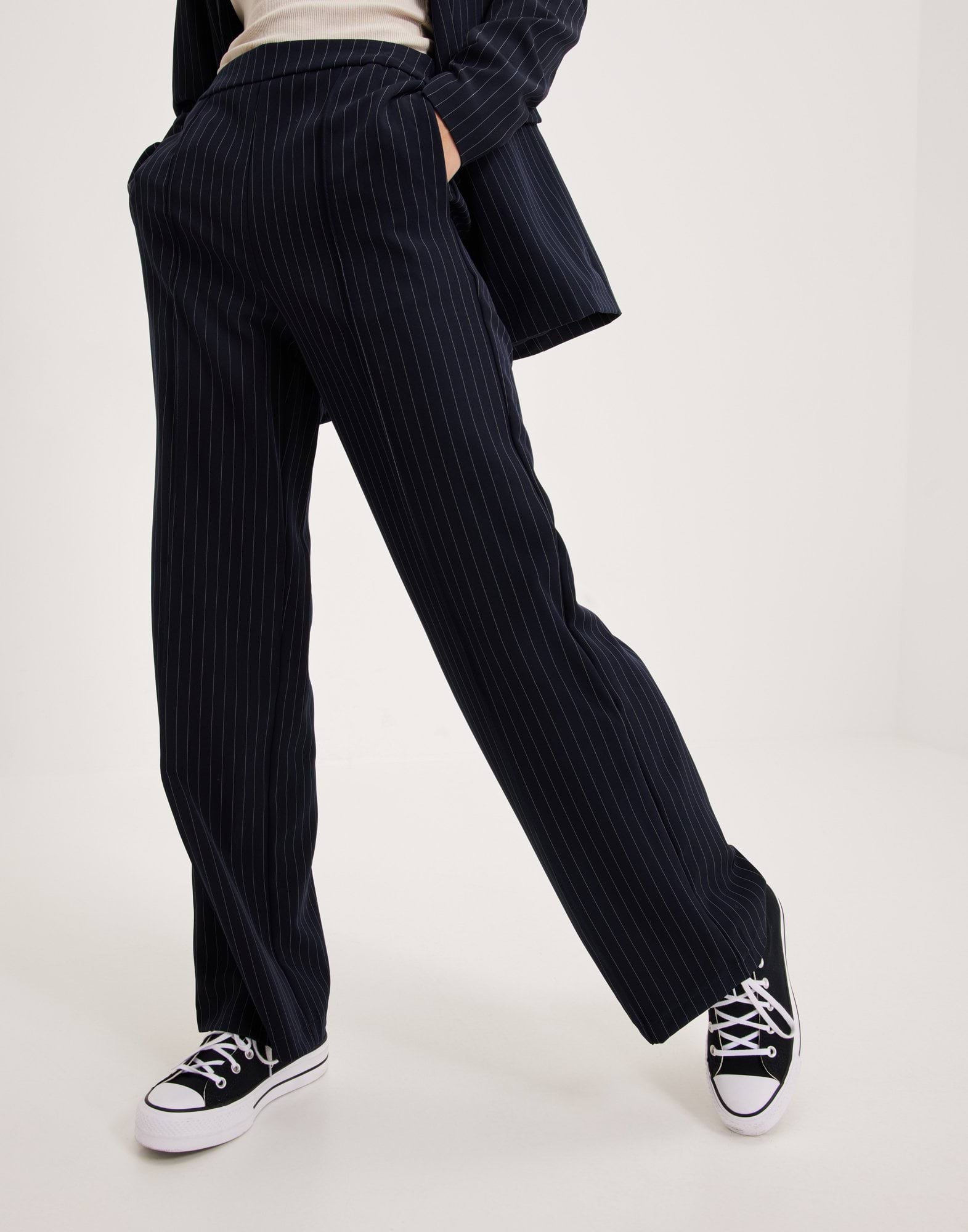 Pcpia Hw Wide Culotte Wvn Noos Birch Stripes Black