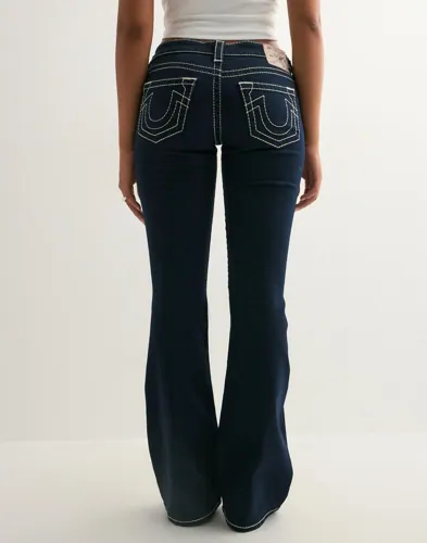 True Religion - Blå - Nelly Ultra Low Rise Flare Big T