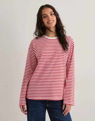 Pieces - Rød - Pcsadie Ls Top Noos