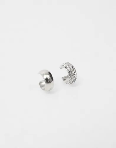 Pilgrim - Sølv - Hudsyn Ear Cuff, 2-in-1 Set