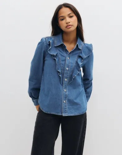 Pceva Ls Ruffle Shirt Dnm