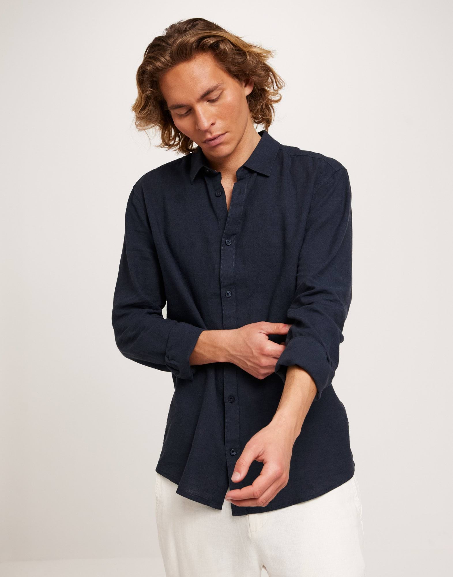 ONSCAIDEN LIFE LS SOLID LINEN SHIRT