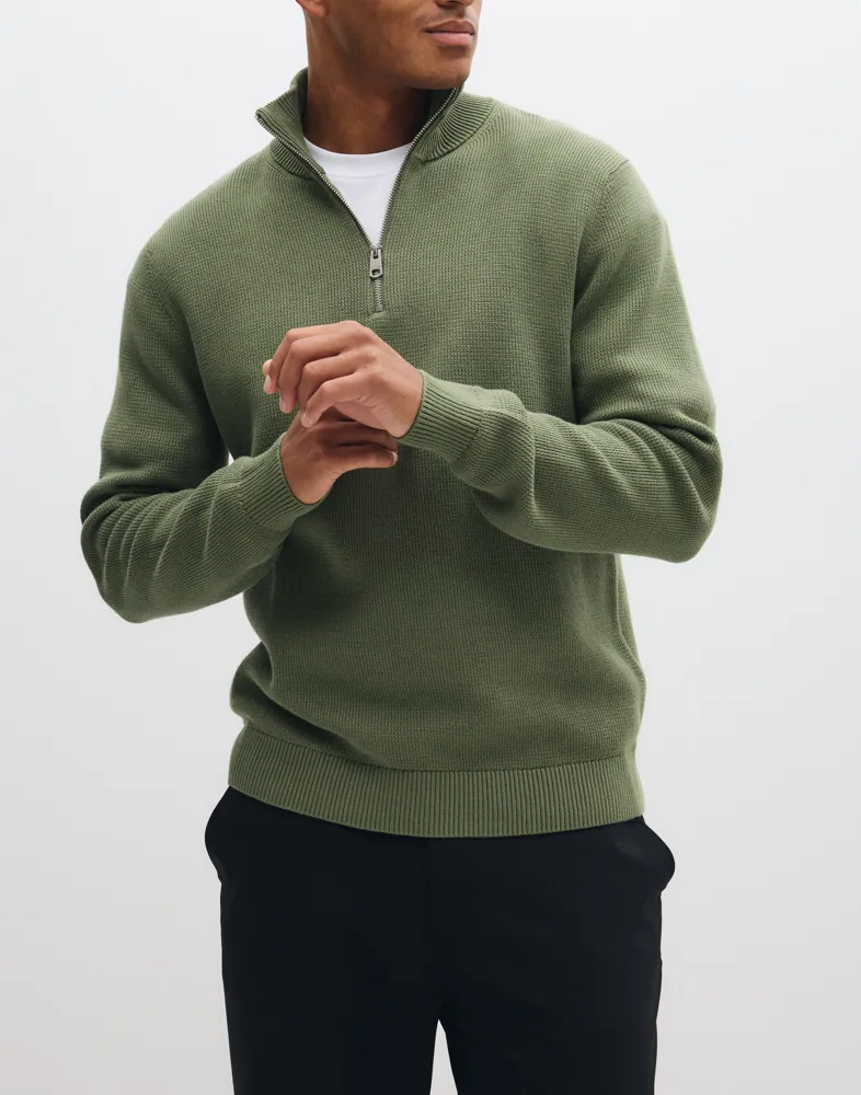 Slhdane Ls Knit Structure Half Zip Half zip