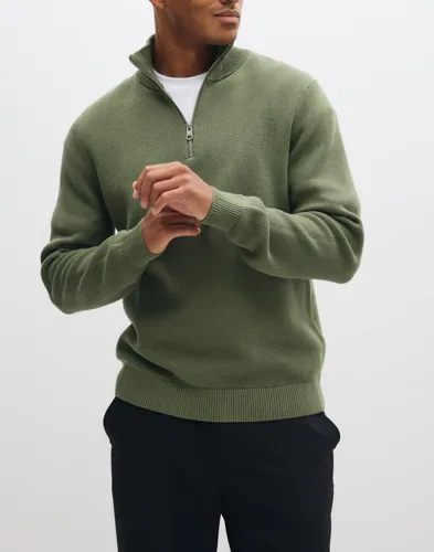 Selected Men Slhdane Ls Knit Structure Half Zip Half zip Grön