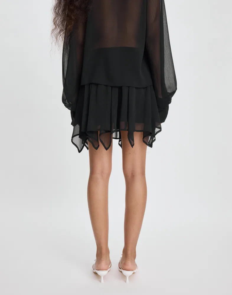 mini dress flowy skirt Tea Rose Flutter Sleeve Flowy Skirt Cotton Mini Dress