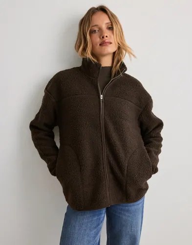 Pieces - Brun - Pcsadia Ls Teddy Jacket Noos Bc