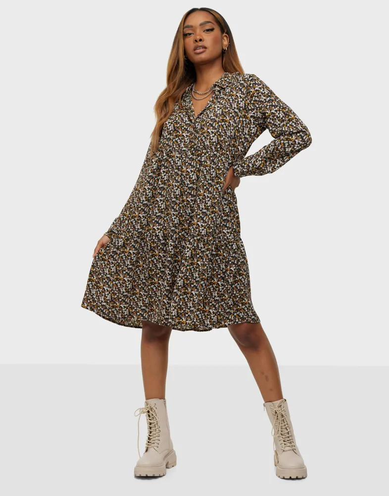 Buy JDY JDYPIPER L/S AOP SHIRT DRESS WVN DI Black Yellow Ditsy