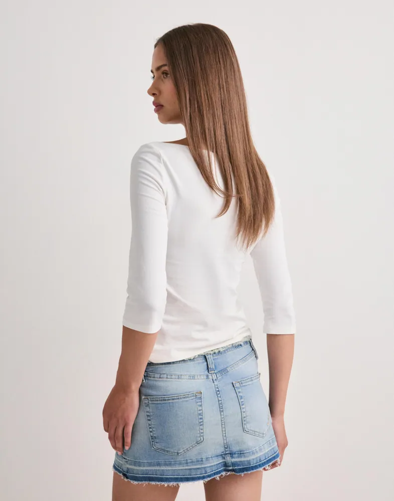 Nelly No Waist Fringe Jeans Skirt dam – bild 3
