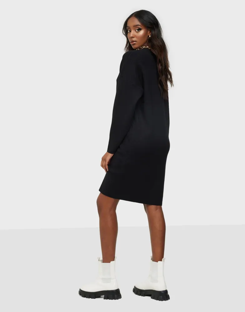 VILA | Dresses | Vila Knitted Midi Dress In Mono Stripe