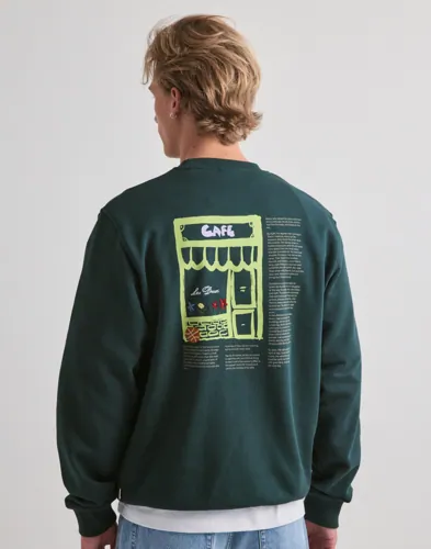 Les Deux Café grön oversize sweatshirt med ribbade muddar