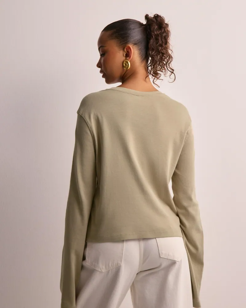 Buy Only ONLNALA L/S WIDE SLEEVE TOP CC JRS - Humus | Nelly.com