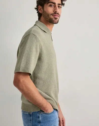 JACK & JONES Jorcatskills Knit Ss Split Neck Pol Kortärmad piké pikéer herr – bild 2