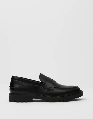 Les Deux Thatcher penny loafer i svart läder med rundad tå