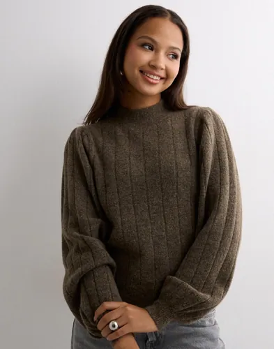 Only - Brun - Onlfirenze Ls Highneck Pullover Knt