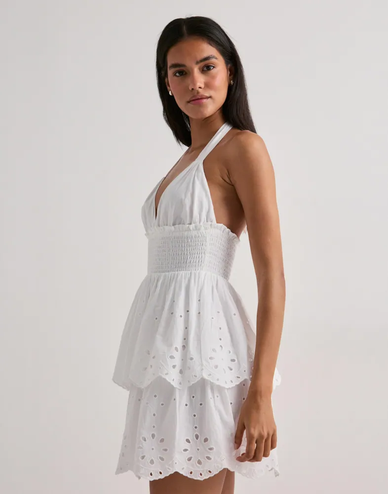 Buy Nelly Tied Embroidered Dress - White | Nelly.com