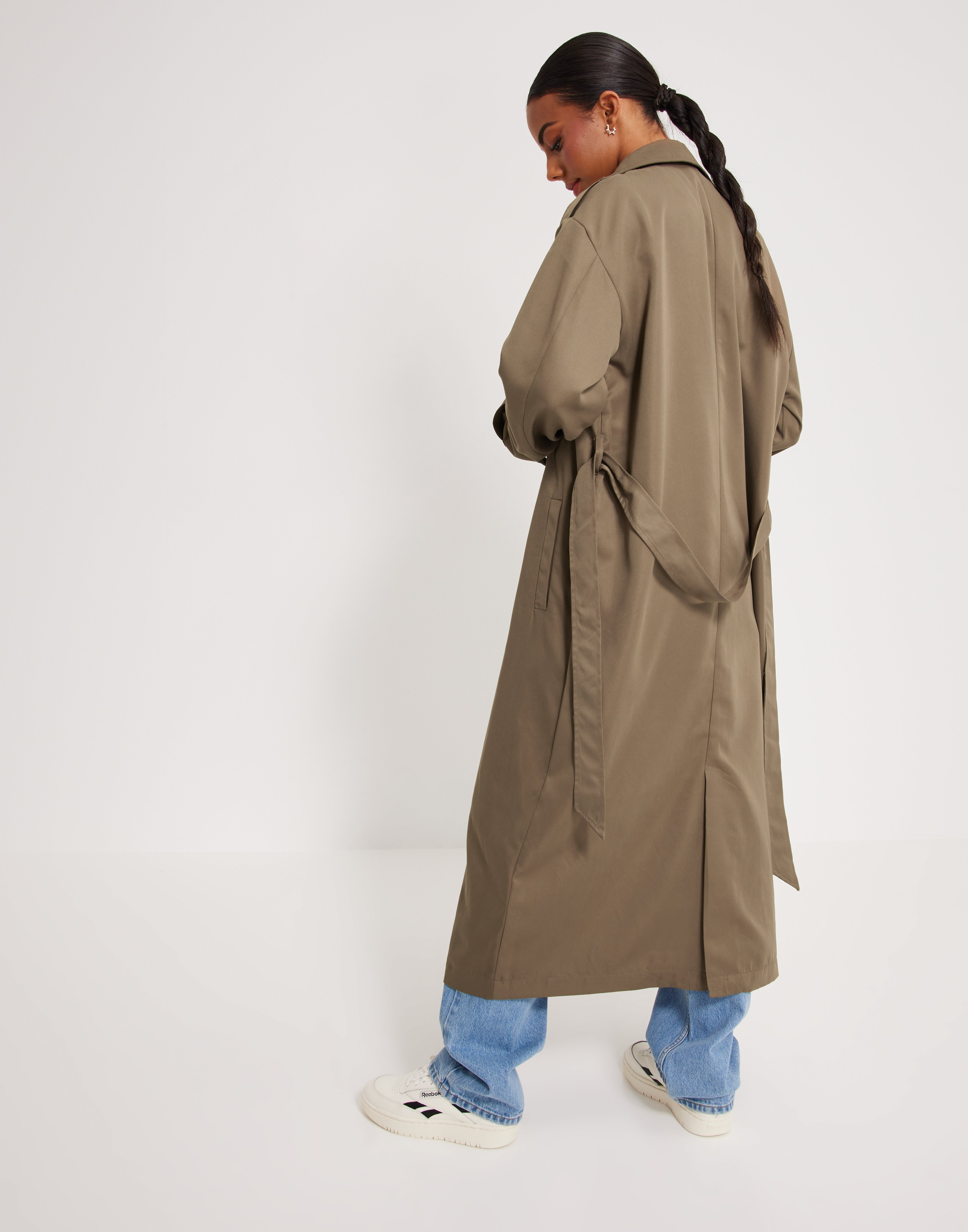 LONDON FOG Lange trenchcoat met enkele rij knopen voor dames met epauletten en riem, Br Khaki, L