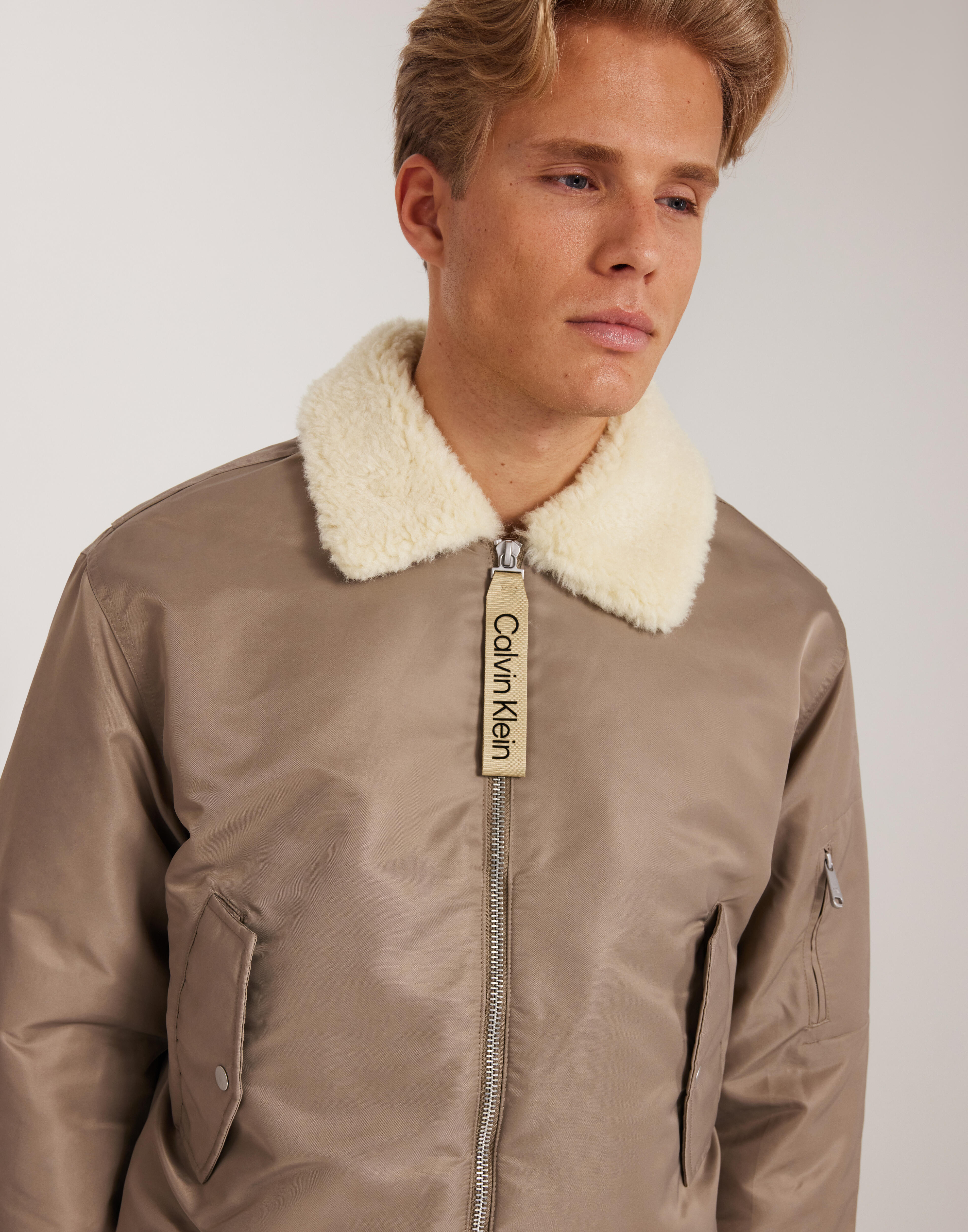 Calvin klein shearling aviator jacket best sale