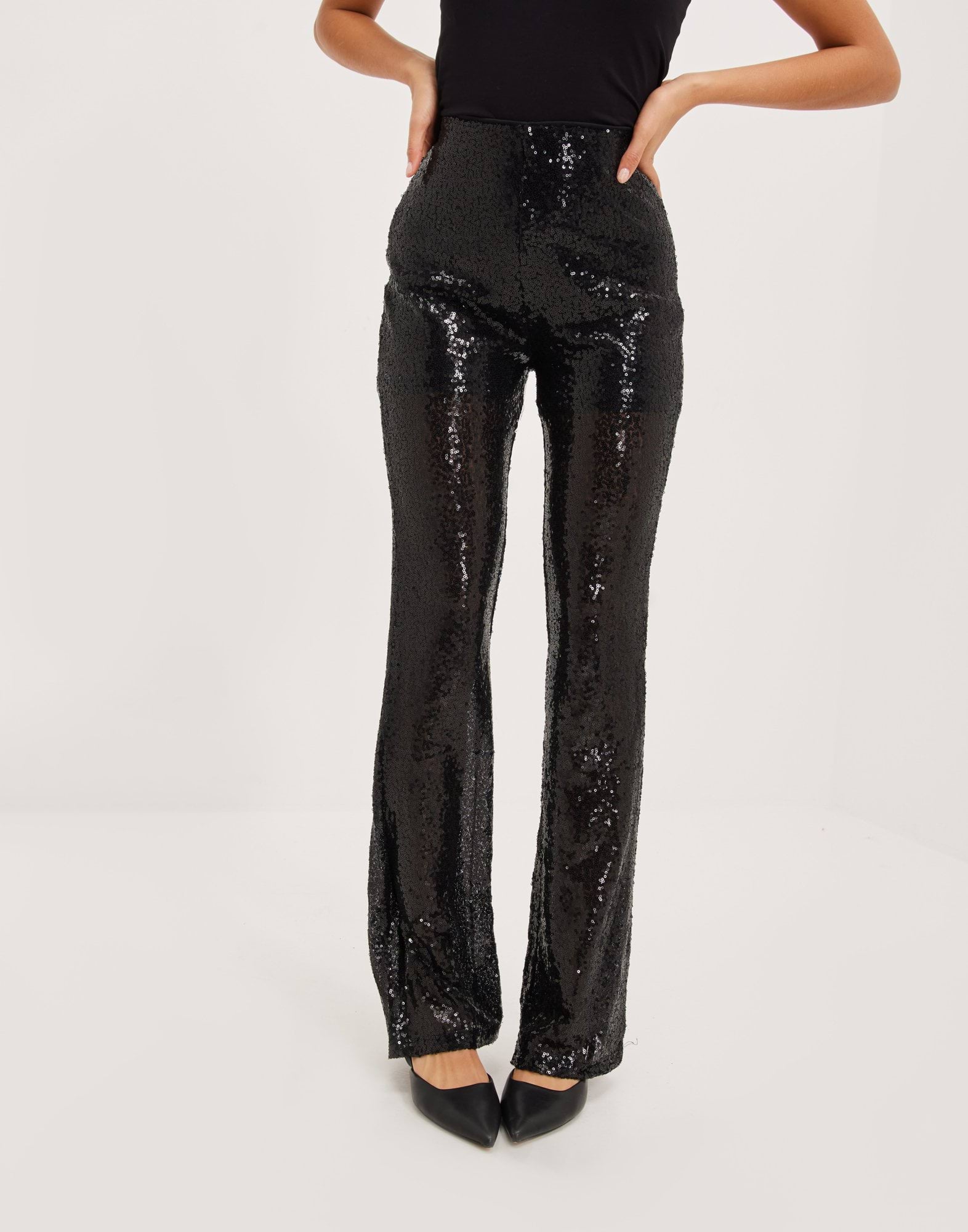 VISEQUINS FLARED HW PANTS /KA