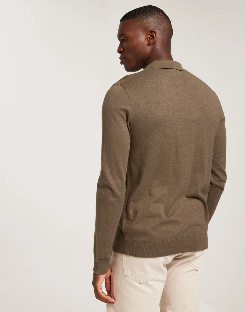 SLHBERG LS KNIT POLO NOOS