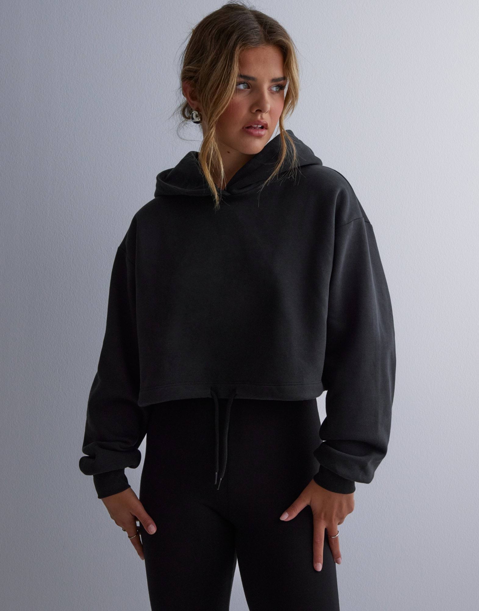 JXALLY LOOSE LS CROP HOOD SWT