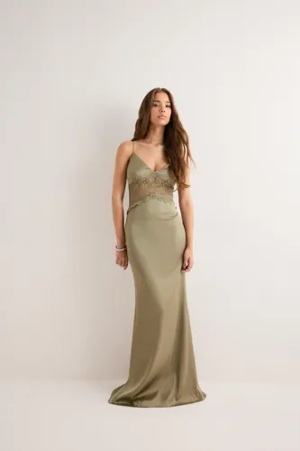 Nelly - Grøn - Lace Insert Dress