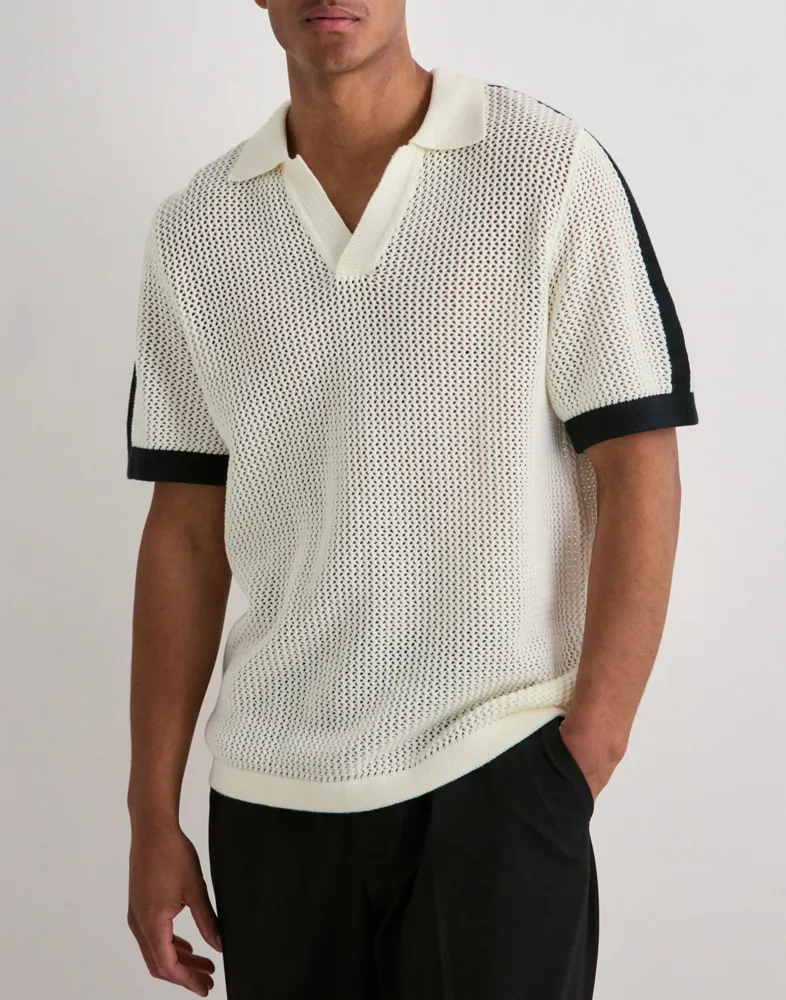Logo Grid Knitted Polo Kortärmad piké