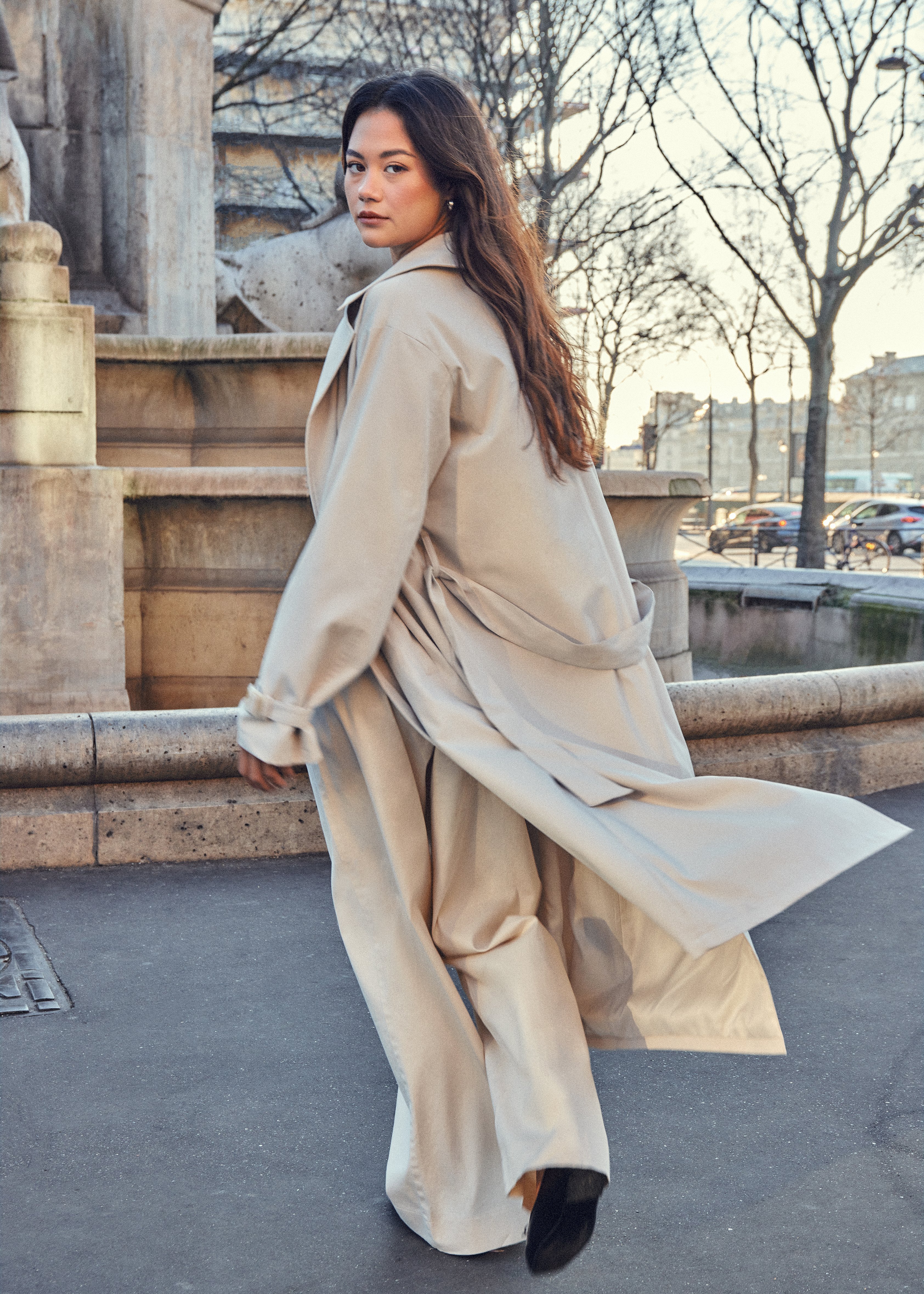 TEN×Ronherman Simple Chic Coat ネイビー XS Tailored High Neck Belted Short Trench Coat | Karen Millen