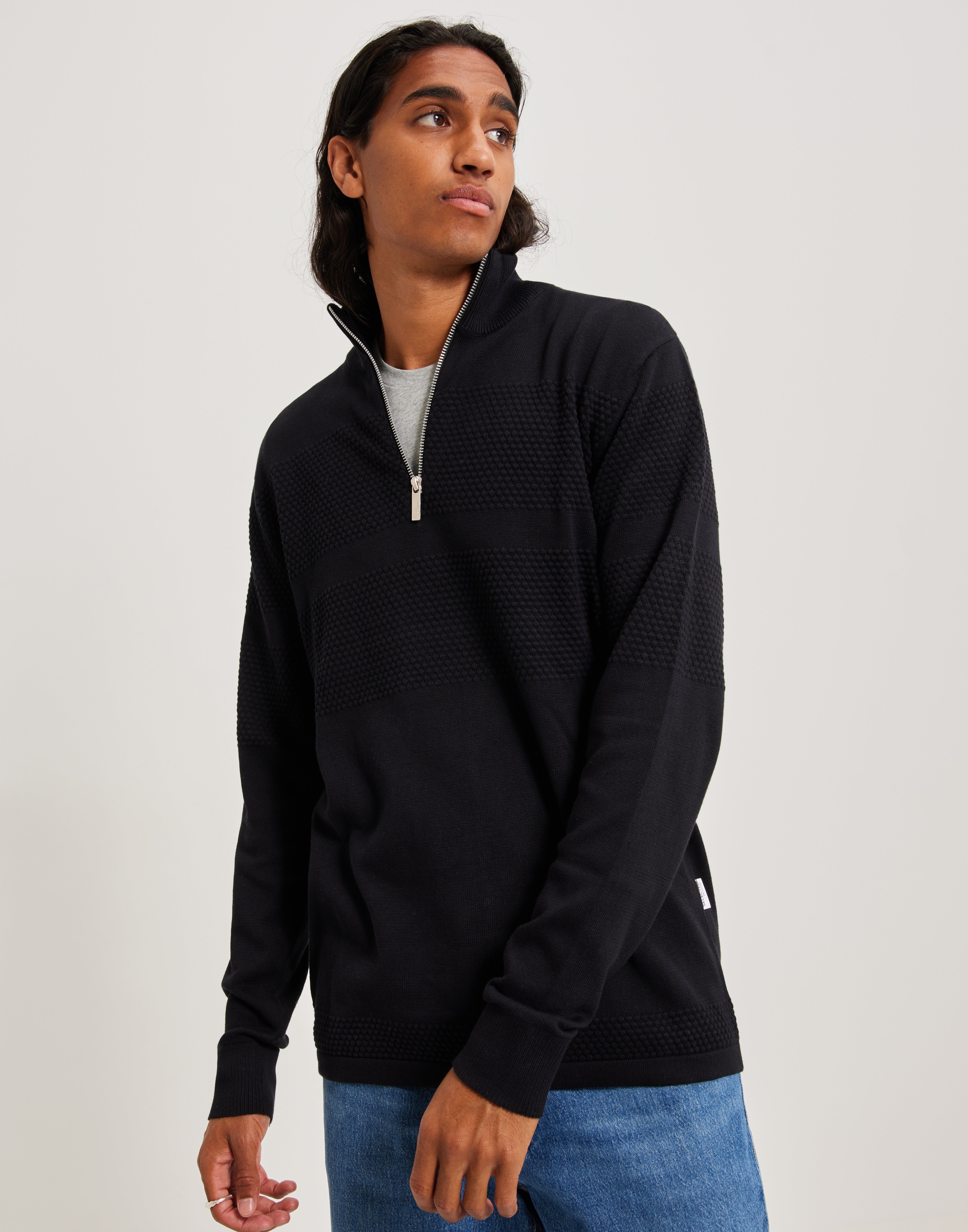 Buy Selected Men SLHMAINE LS KNIT HALF ZIP W NOOS - Black | NLYMAN