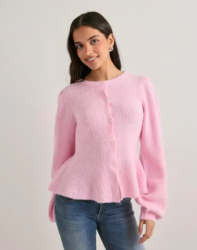 Pieces - Pink - Pcsilly Ls Puff Knit Cardigan Noos