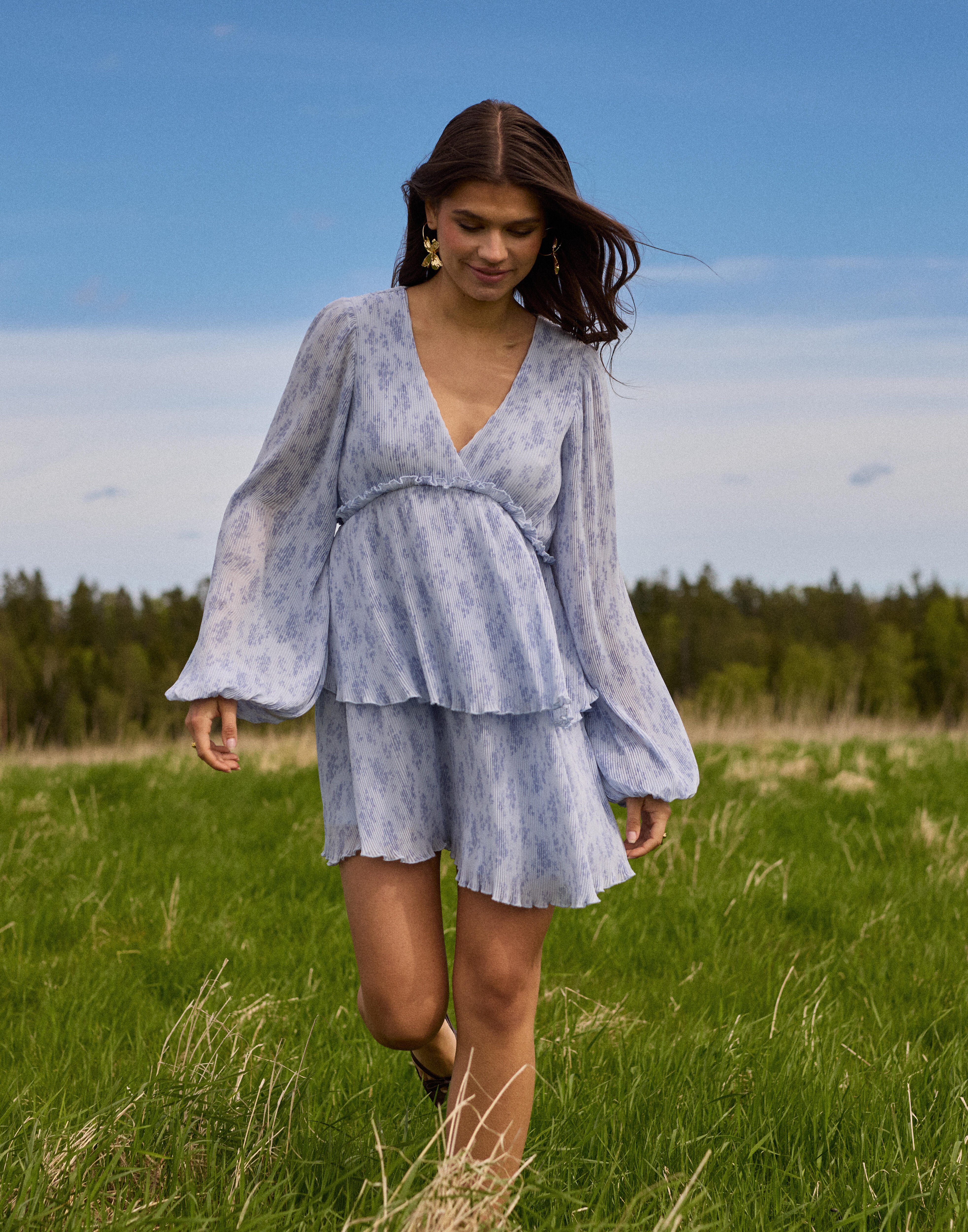 Fine Pleated Floral Dress