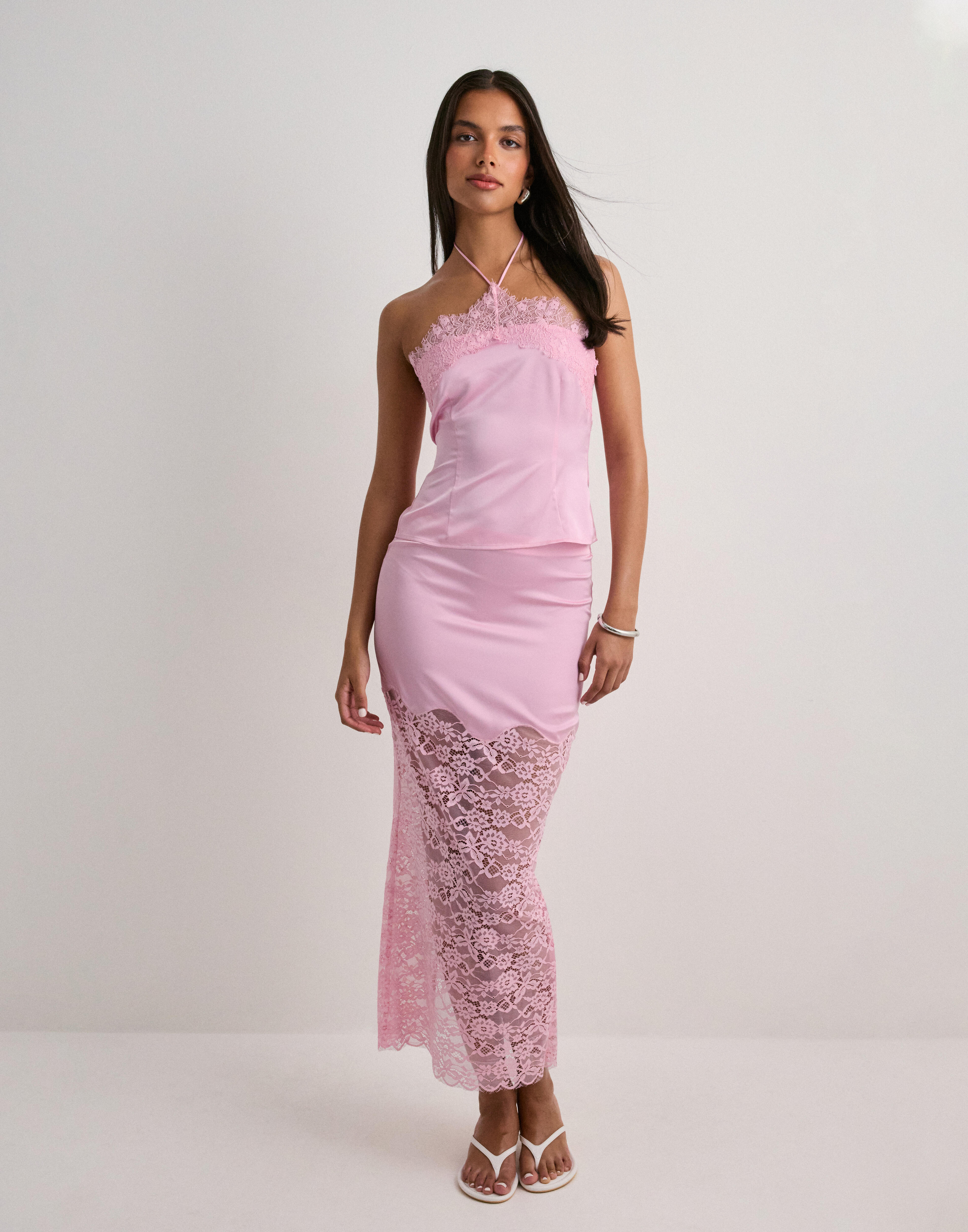 Buy Nelly Satin Halter Top - Pink | Nelly.com