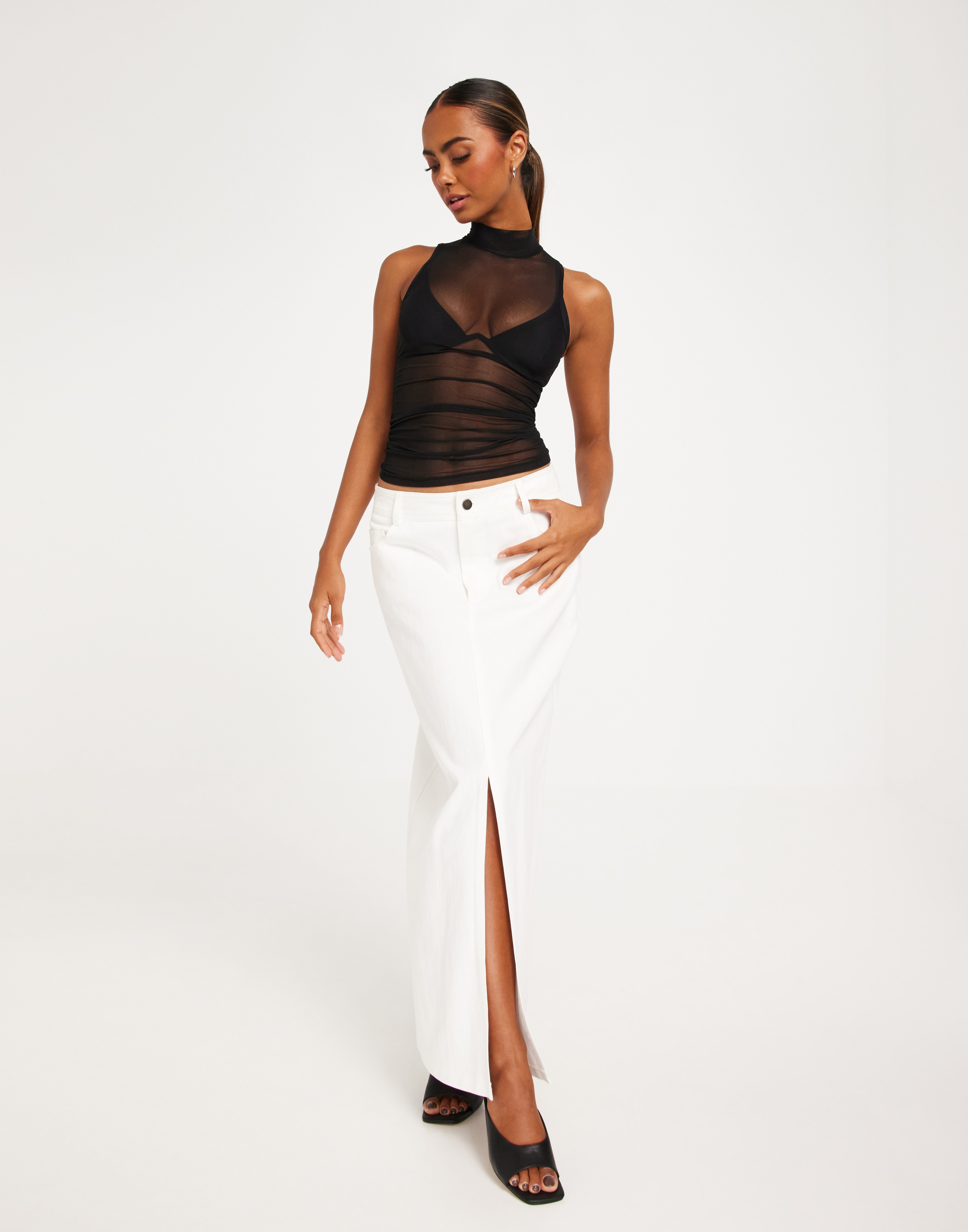 トップス mesh turtleneck design tank top Buy Nelly Sleeveless Mesh Turtleneck Top - Black | Nelly.com