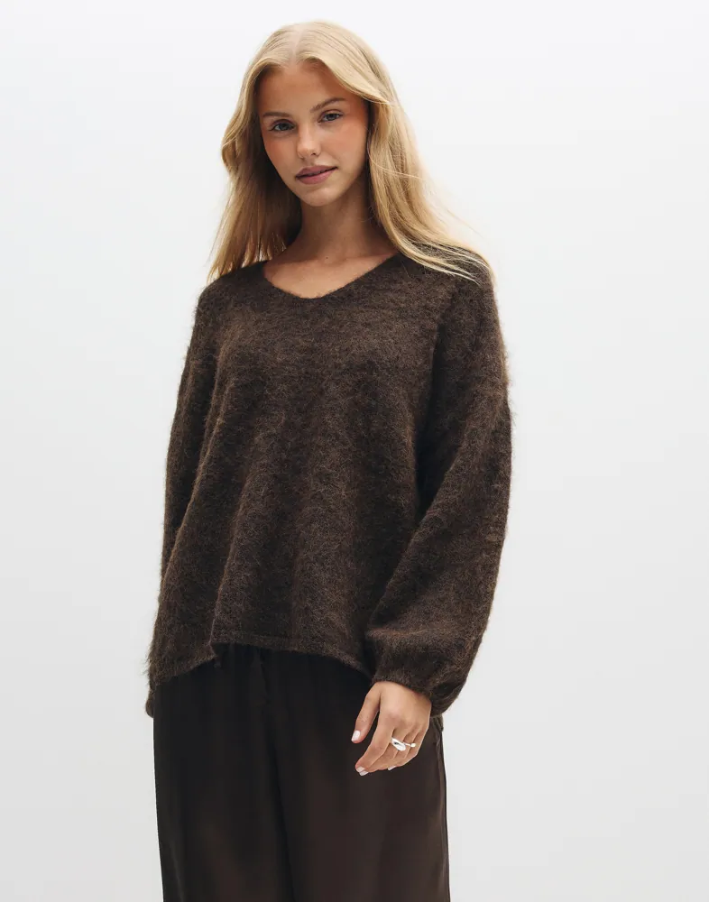 Pcallie Ls V-Neck Knit Mwa Bc