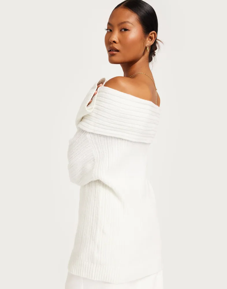 Buy Nelly Slouchy Rib Knit Sweater Offwhite