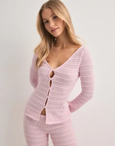 Nelly - Pink - Crochet LS Cardigan