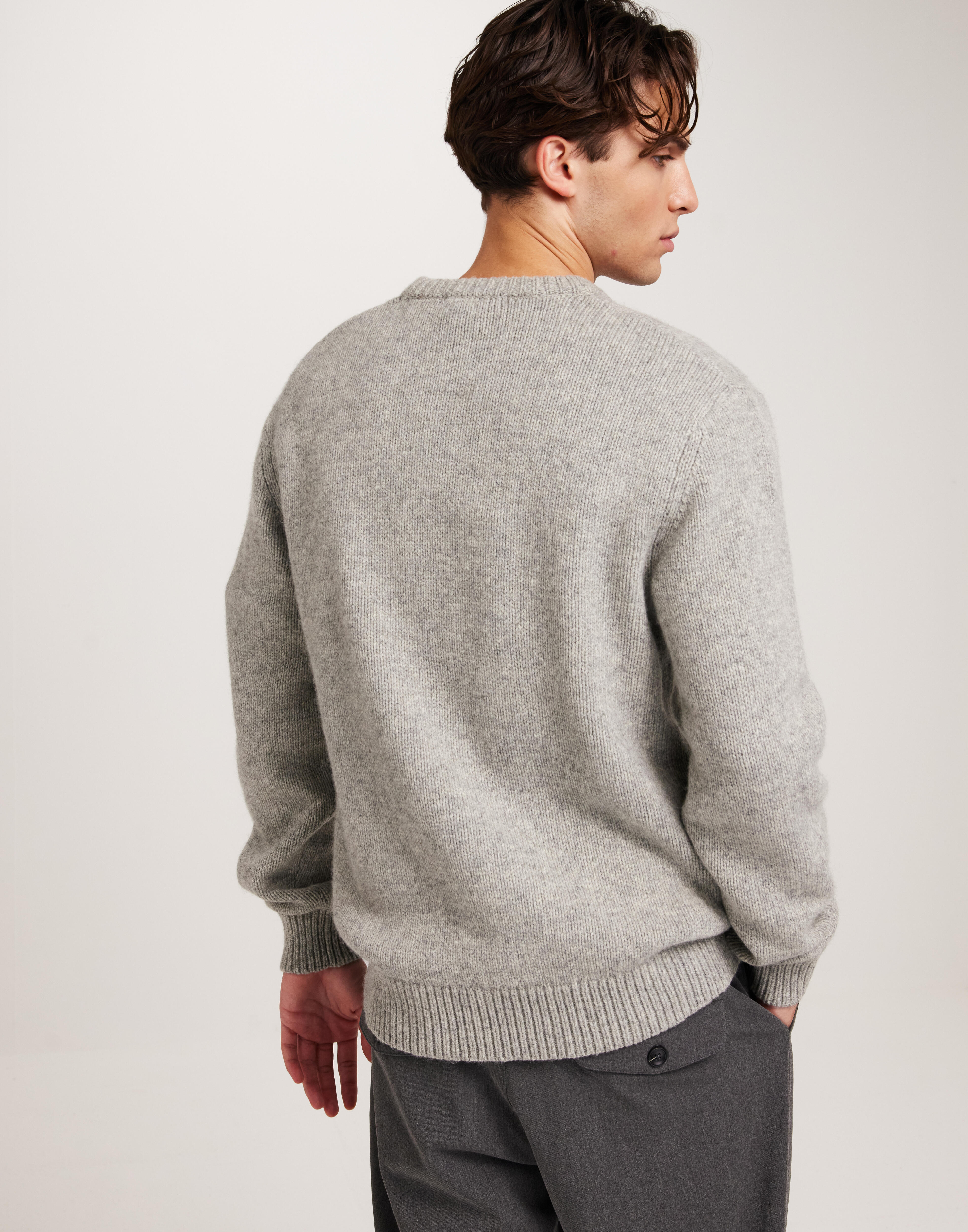 Buy Selected Men SLHCODY LS KNIT RELAXED CREW NECK N - Light Grey