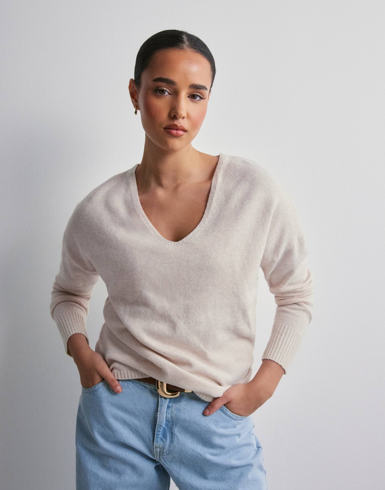 Onlelsa L S Pullover Knt Pullo Medium Grey Melange Detail W