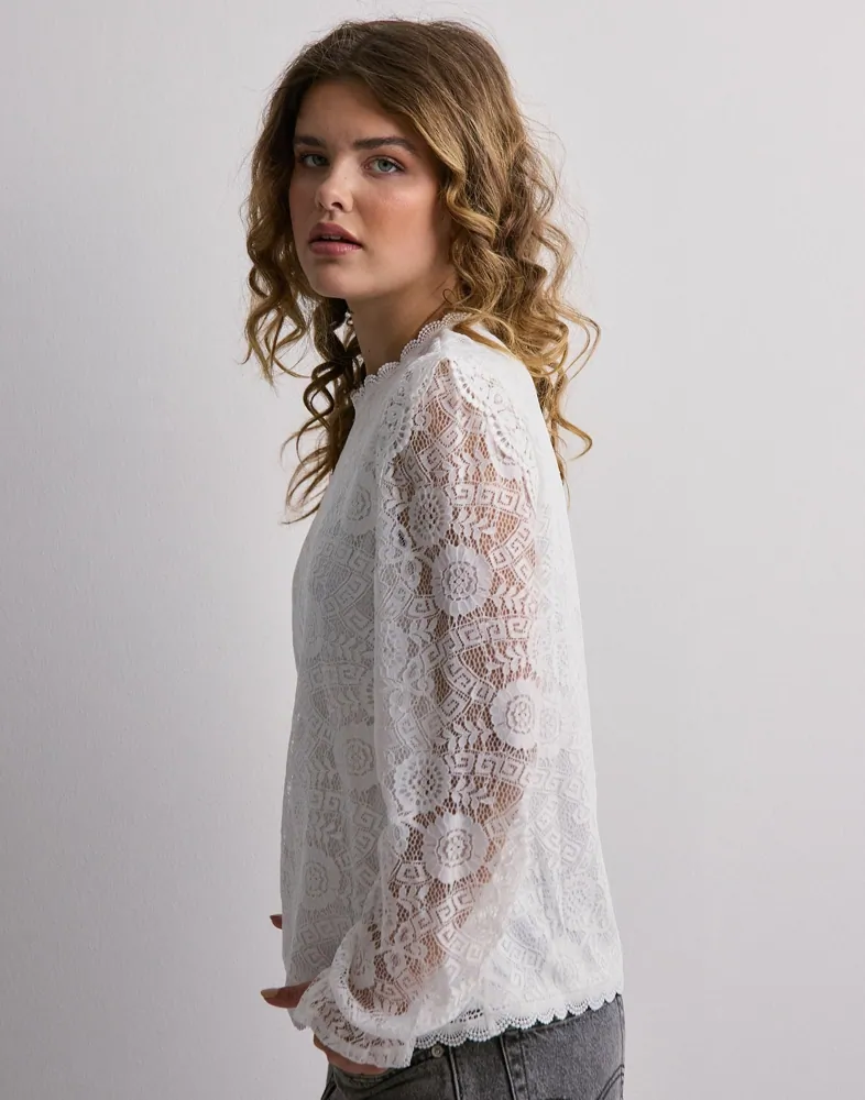 Pieces Women's Pcolline SS Lace Top Noos – Camicetta Donna A Maniche Corte In Pizzo - 5