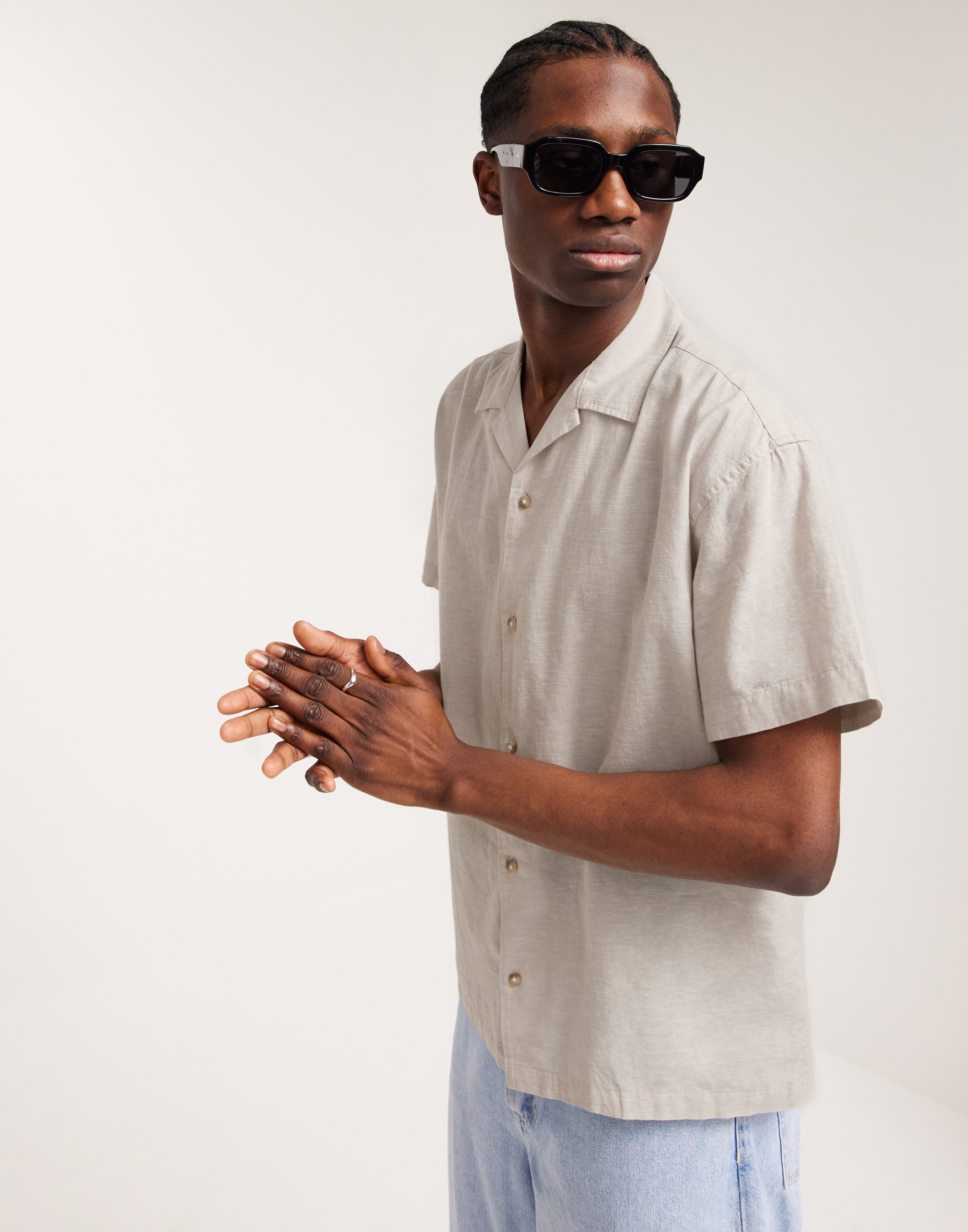 Buy Jack & Jones JJESUMMER RESORT LINEN BLEND SHIRT - Crockery
