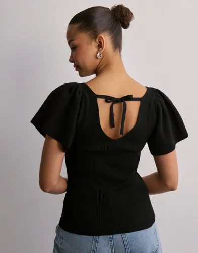 Only - Sort - Onlleelo S/S Back Pullover Knt Noos