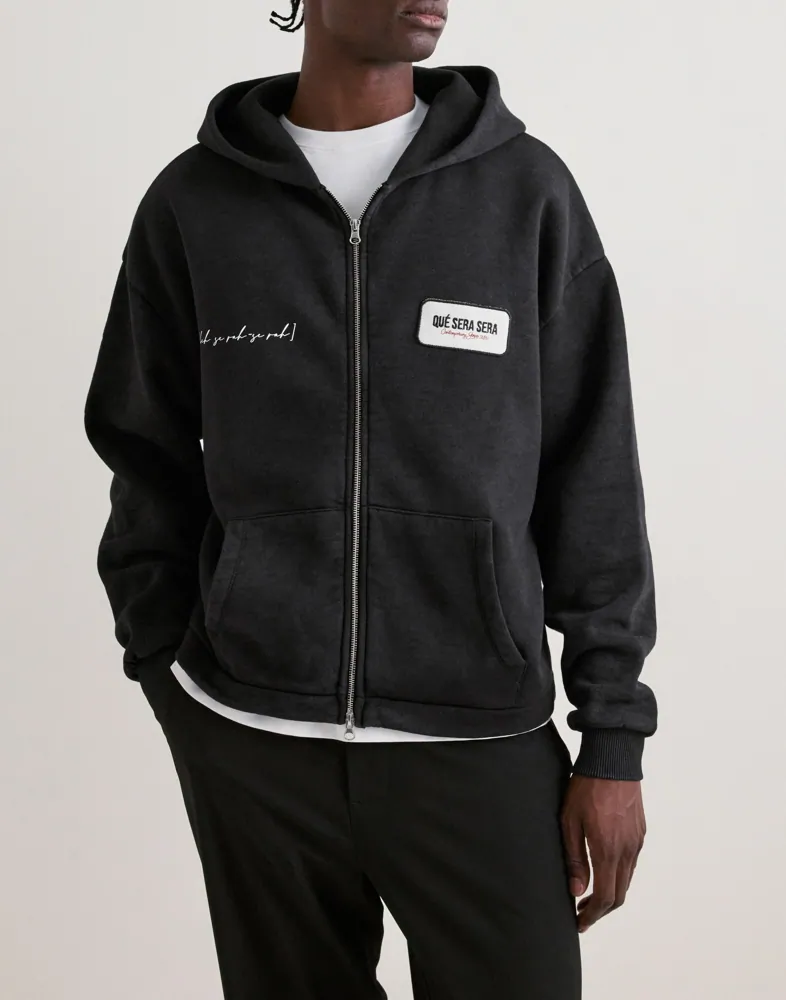 Que Sera Sera Vince Washed Zip-Hoodie Hoodies med dragkedja herr – bild 2