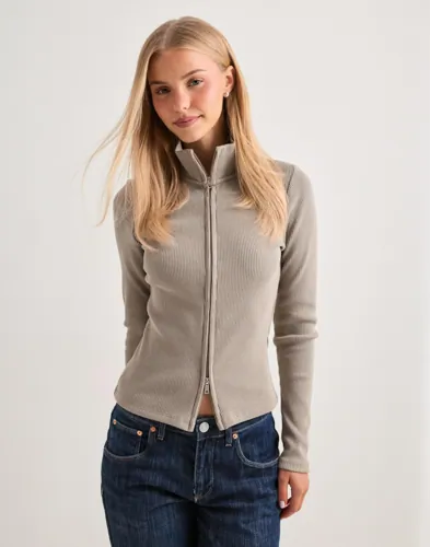 Nelly - Grön - Rib Zip Cardigan