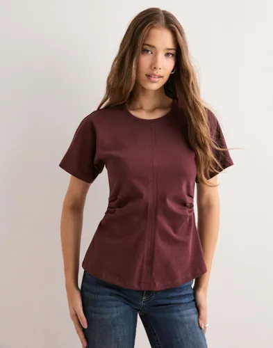 Only - Brun - Onlmarie Life S/S Ruching Top Jrs N