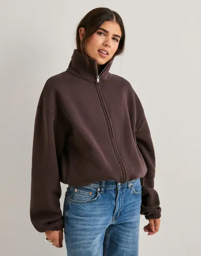 Gina Tricot - Ruskea - Soft Sport Zip Sweater