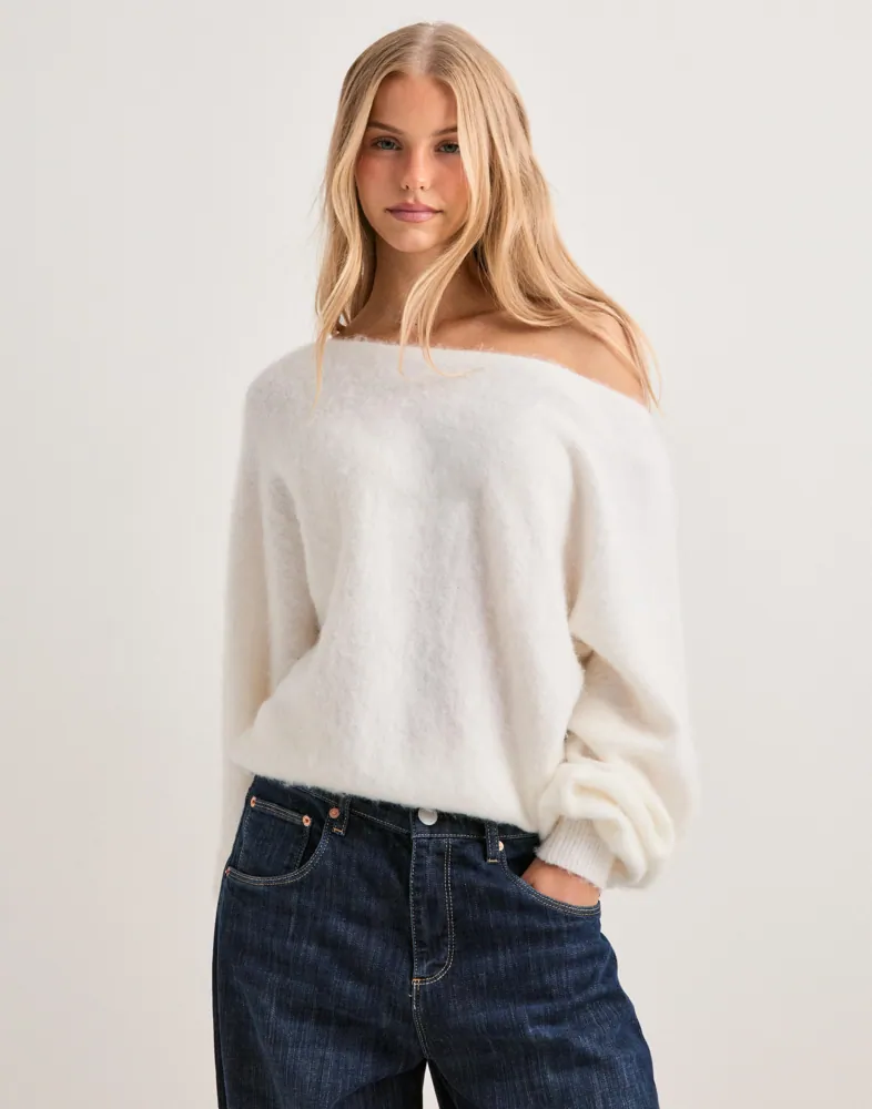 Nelly Mohair Blend Wide Neck Knit stickade tröjor dam – bild 2