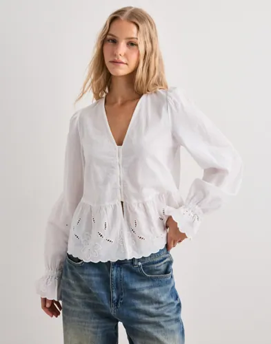 Vero Moda - Hvid - Vmcammie Ls V-Neck Top Wvn Exp