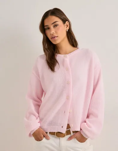 Pieces - Pink - Pcida Ls O-Neck Knit Cardigan Noos