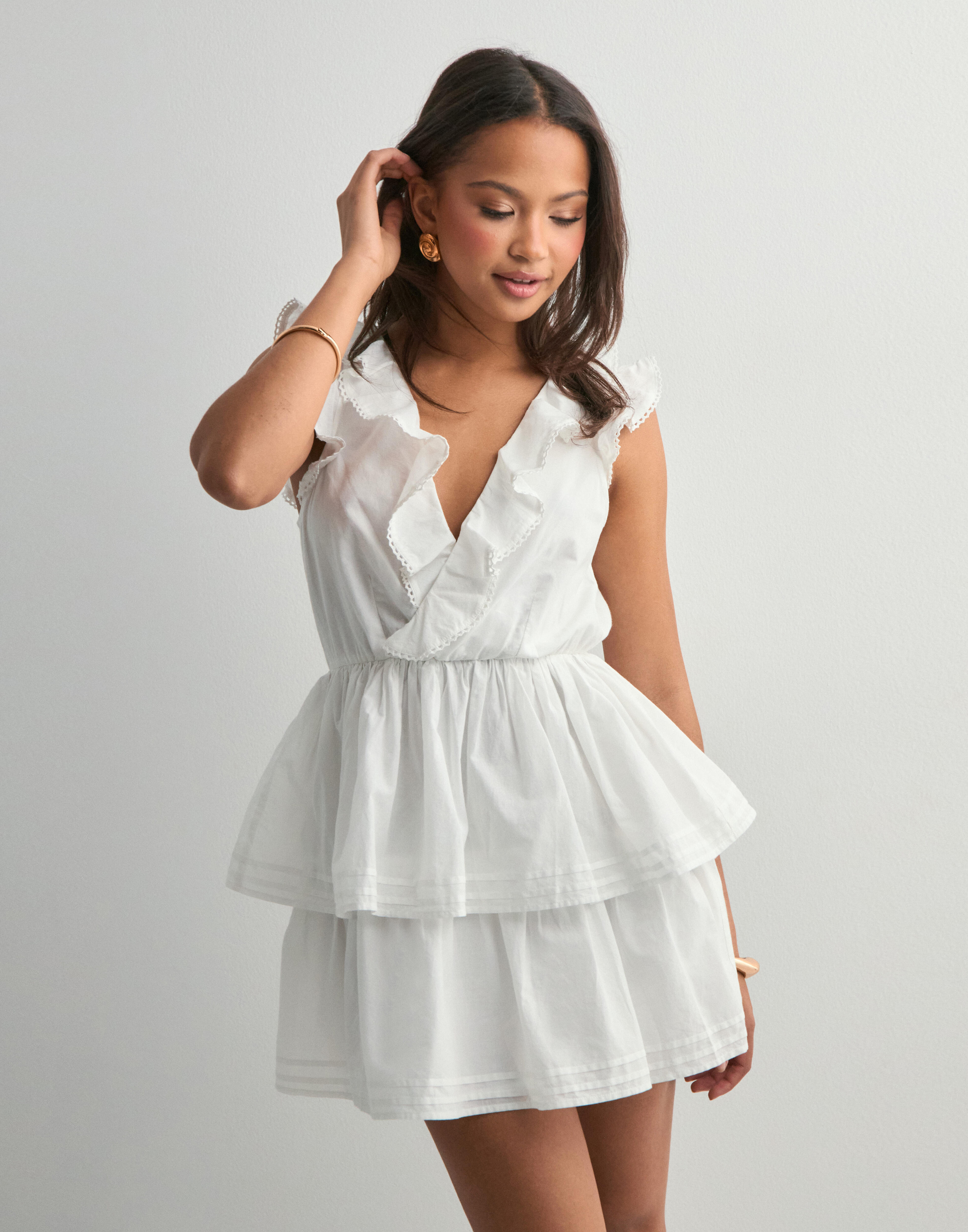 Buy Nelly Perfect Frill Dress - White | Nelly.com